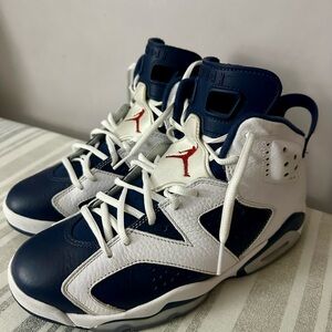 Jordan Navy, White & Red Retro High-Top Sneakers